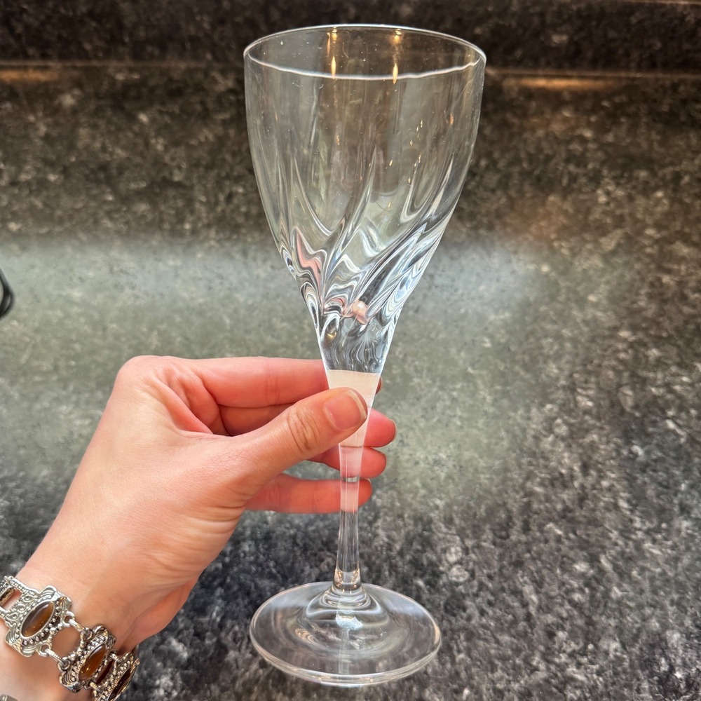 Vintage Clear Crystal Swirl Da Vinci Pistoia Water Goblet Stemware Elegant